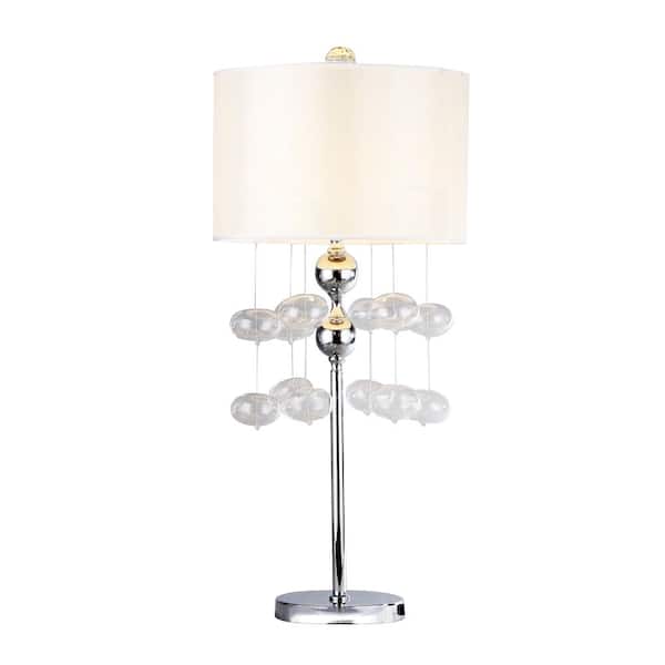 Warehouse of Tiffany 13 in. 1-Light Faye Chrome Finish Table Lamp