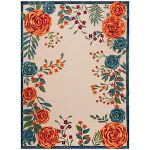 Aloha Ivory Multicolor 12 ft. x 15 ft. Floral Contemporary Indoor/Outdoor Area Rug