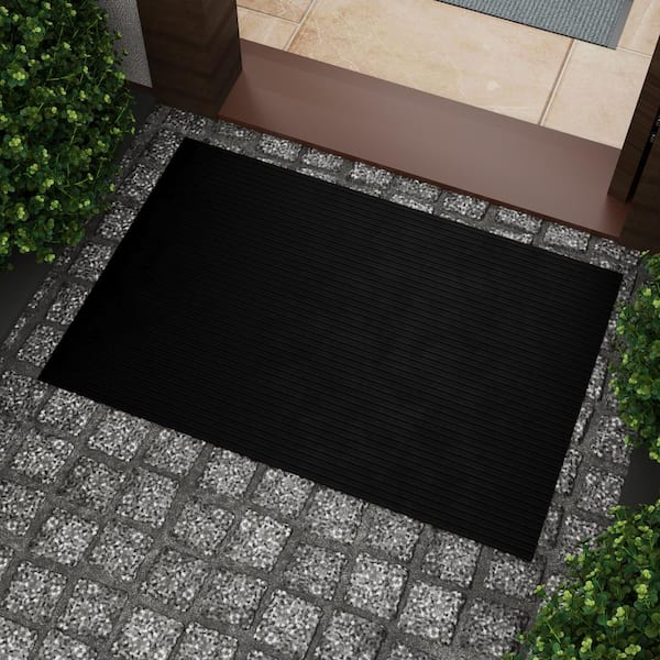 Easy clean, Waterproof Non-Slip 2x3 Indoor/Outdoor Rubber Doormat, 20 in. x 39 in., Black