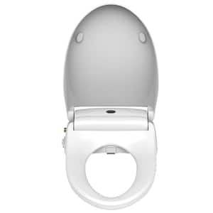 Elongated LED Light Electric Bidet Seat Toilet Seat Heated Toilet Seat in White with Warm Air Dryer and Night Light