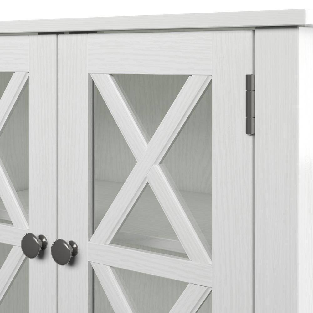 White Farmhouse TV Stand with Cabinets for 80" TVs