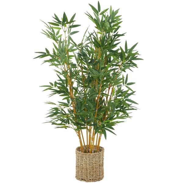 Litton Lane 39 in. H Artificial Tree with Realistic Leaves and Brown Seagrass Pot