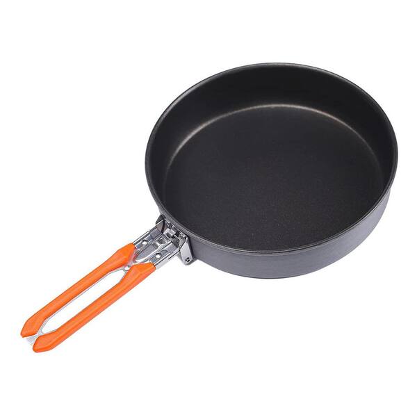 7.6 in. x 7.8 in. Gray Hard Anodized Aluminum Nonstick Camping Frying Pan with Heatproof Handle Stovetop Use