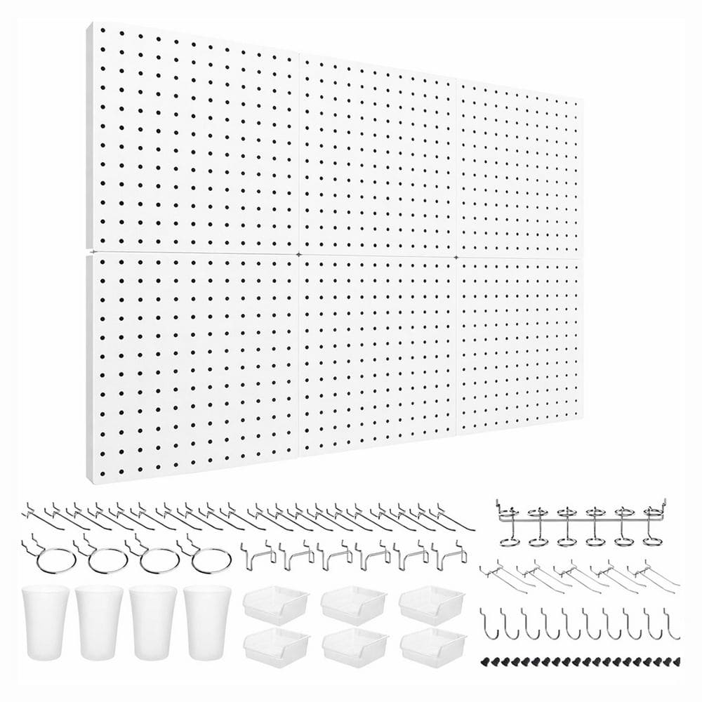82 Pieces 36 in. White Metal Rust-Resistant Pegboard Wall Rack with Hooks Bins Tool Racks for Garage Craft Room price history on PriceWatchPro