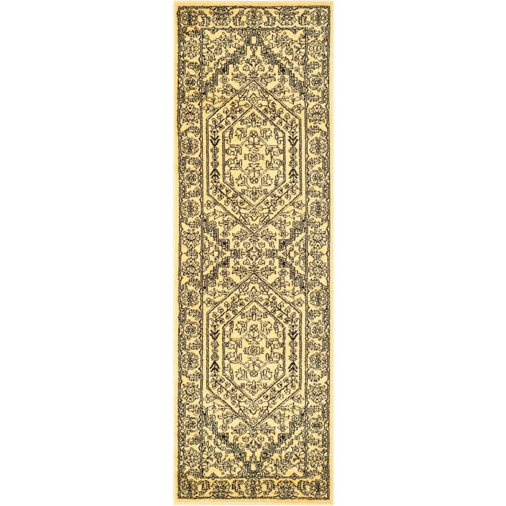 Adirondack Gold/Black 3 ft. x 14 ft. Border Medallion Runner Rug price history on PriceWatchPro