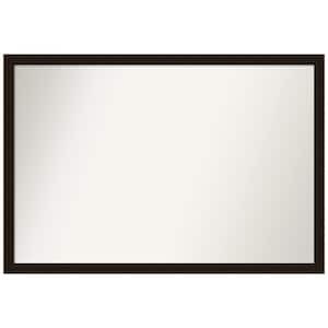 Espresso Brown 38 in. x 26 in. Non-Beveled Farmhouse Rectangle Wood Framed Wall Mirror in Brown