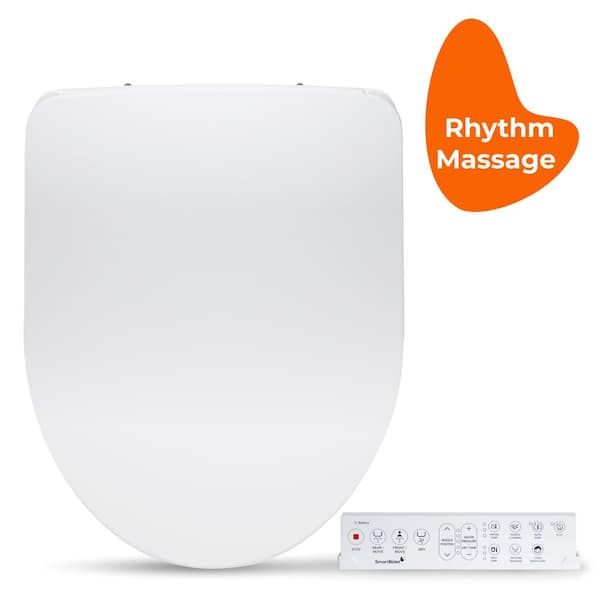 Electric Bidet Seat for Round Toilets with Remote Control, Rhythm Massage, Unlimited Heated Water, Child mode in White