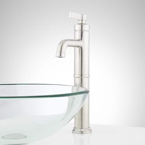 SIGNATURE HARDWARE Greyfield Single Handle Vessel Bathroom Faucet with Drain Kit Included in Polished Nickel