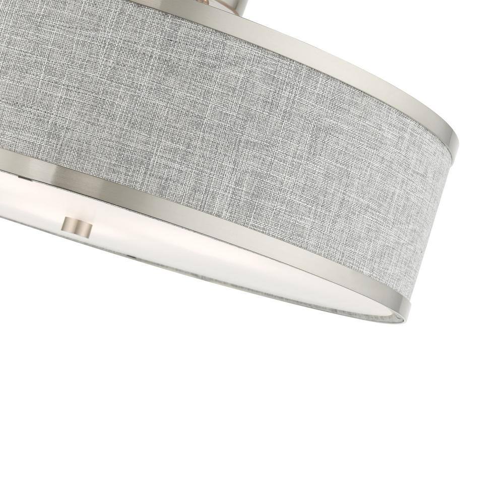 Elegant Brushed Nickel 3-Light LED Drum Ceiling Fixture