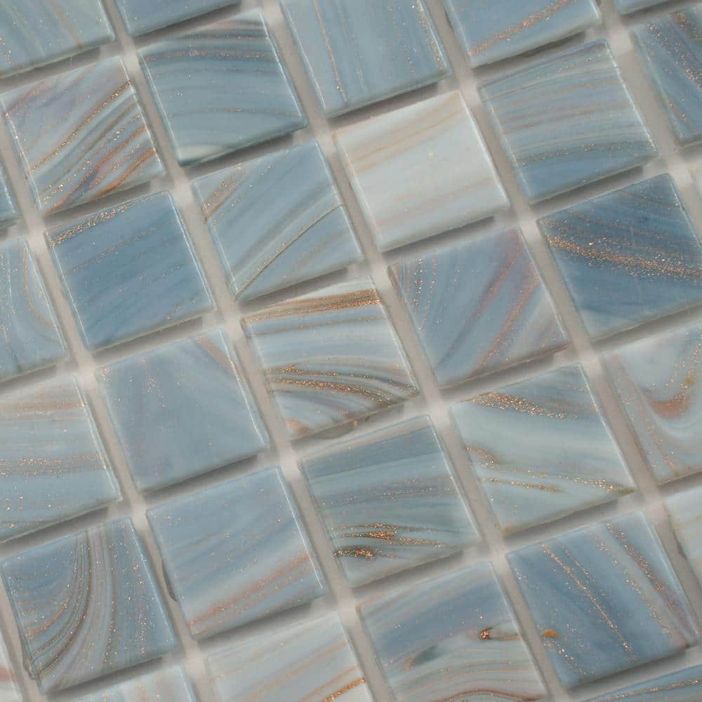 Manatee Blue 12" x 12" Glossy Glass Mosaic Tile