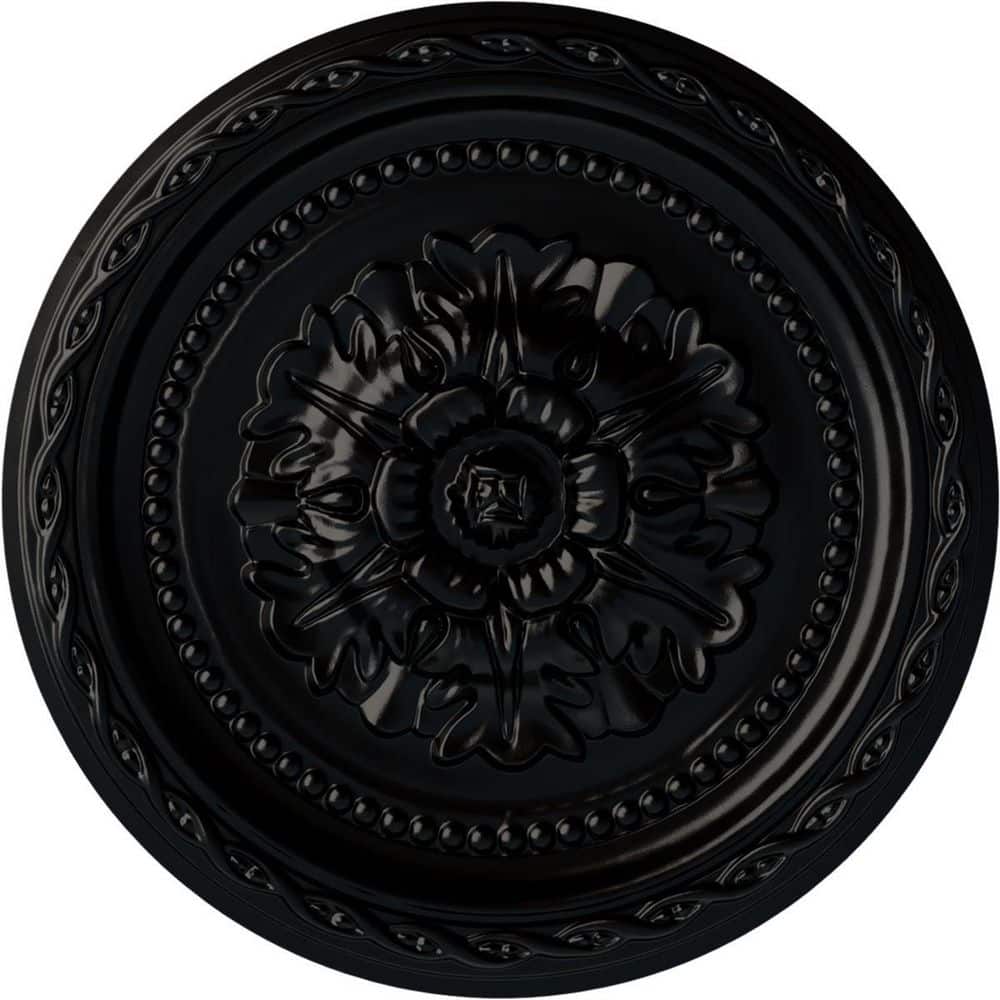 "1"" x 11-1/2"" x 11-1/2"" Polyurethane Palmetto Ceiling Medallion, Hand-Painted Jet Black" price history on PriceWatchPro
