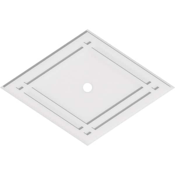 Ekena Millwork 38 in. W x 25-3/8 in. H x 2 in. ID x 1 in. P Diamond Architectural Grade PVC Contemporary Ceiling Medallion