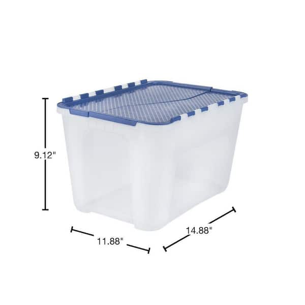 HDX Clear Storage Bin with Blue Flip Top 17200552