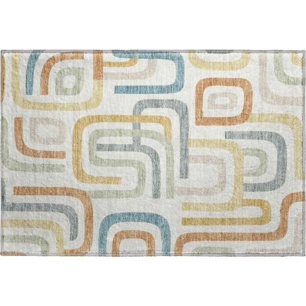 Mayfield Premium Machine Washable Abstract AMF2551 Ivory 2 ft. x 3 ft. Accent Rug