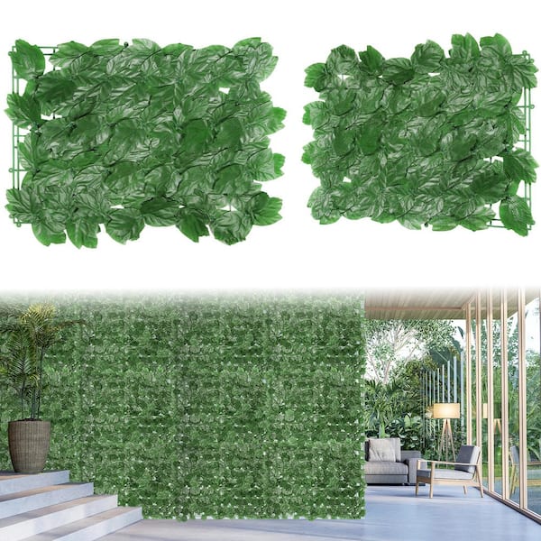 Oumilen 60 Pieces Artificial Maple Leaf Privacy Fence Screen, Hedge Backdrop for Balcony, Garden Fence Decoration