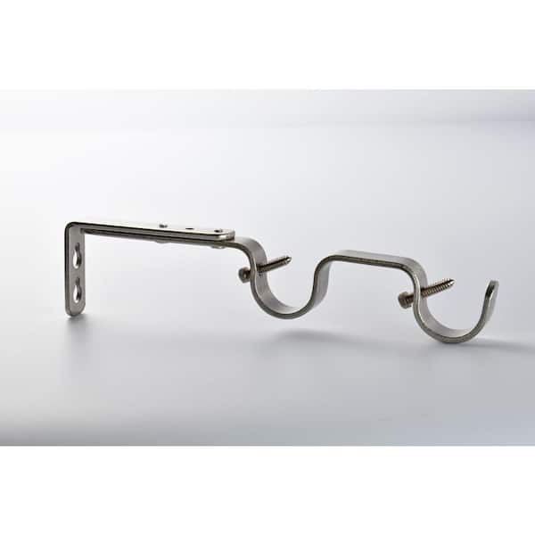 Unbranded 1 in. Double Curtain Rod Adjustable Bracket in Brushed Nickel (2-pack)