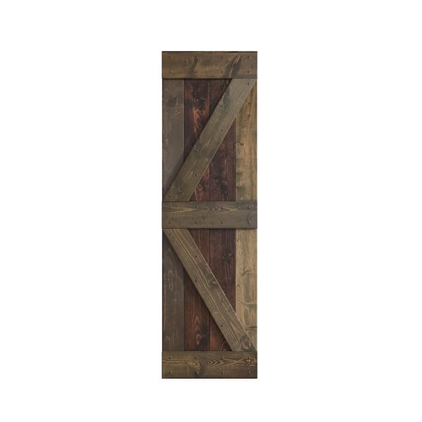 COAST SEQUOIA INC K Series 24 in. x 84 in. Kona Coffee/Smoky Gray Knotty Pine Wood Barn Door Slab