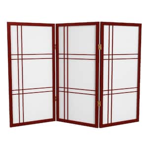 3 ft. Short Double Cross Shoji Screen - Rosewood - 3 Panels