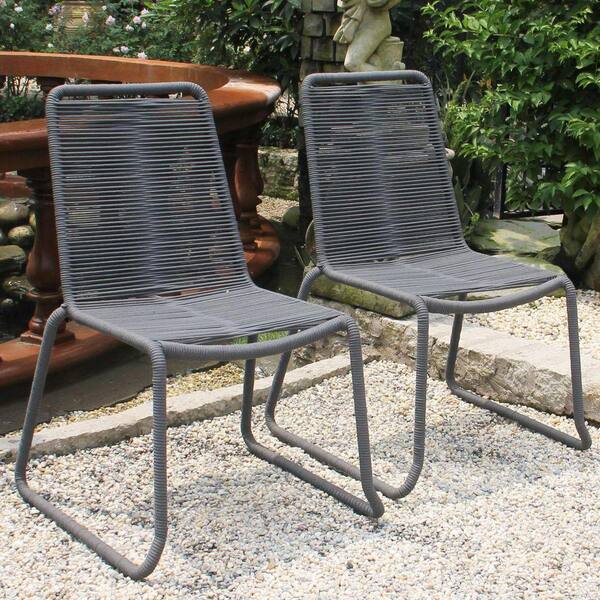 MADE 4 HOME Neil Armless Wicker Outdoor Dining Chair in Gray (2