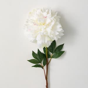 34" Artificial Soft Cream White Peony