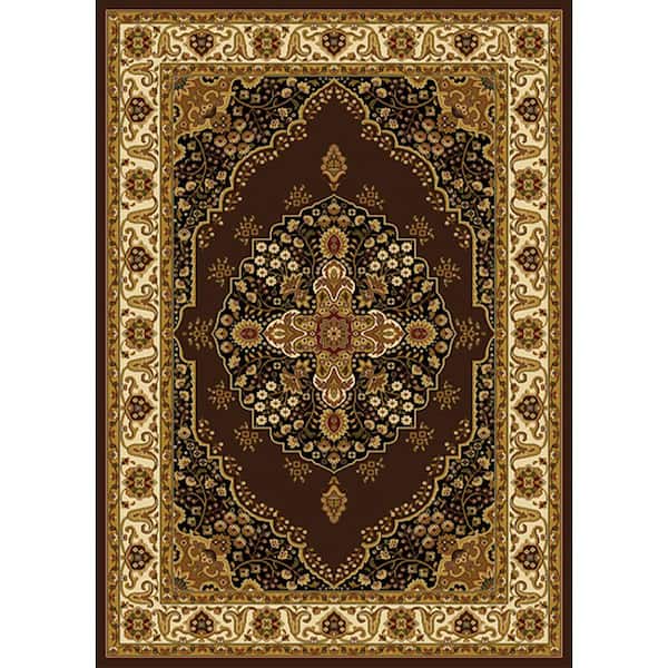 Home Dynamix Royalty Brown/Ivory 8 ft. x 10 ft. Medallion Area Rug