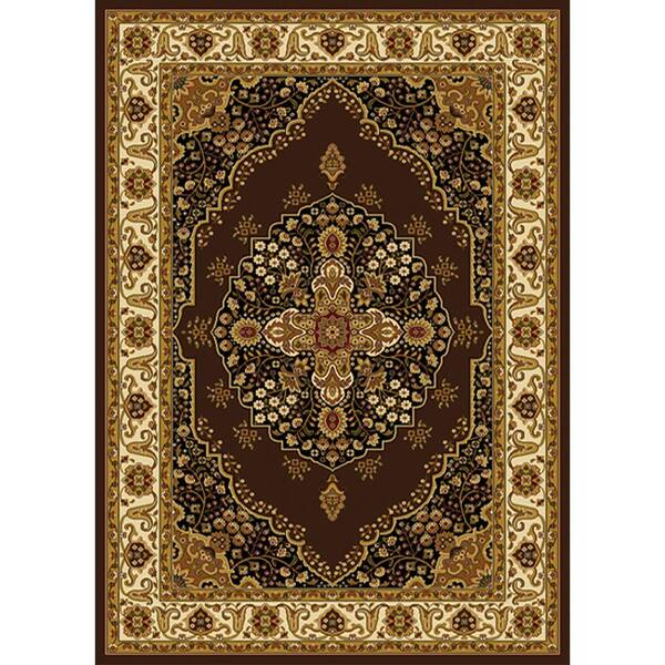Home Dynamix Royalty Brown/Ivory 4 ft. x 6 ft. Medallion Area Rug