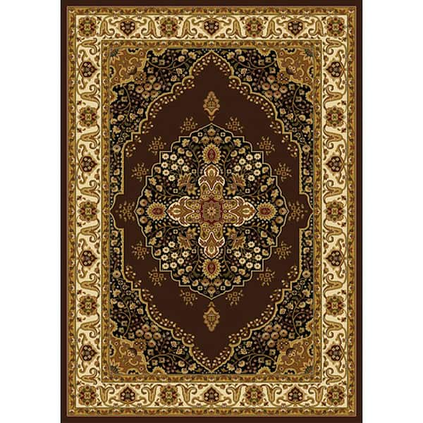 Home Dynamix Royalty Brown/Ivory 2 ft. x 7 ft. Medallion Runner Rug