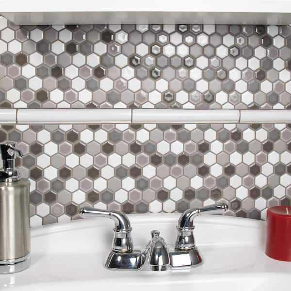 Moldura White 1 in. x 7-7/8 in. Glossy Ceramic Wall Tile Trim