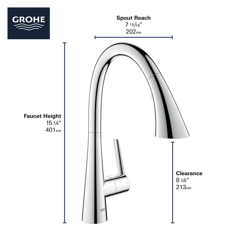 Chrome Modern Pull-Down Kitchen Faucet with Spray
