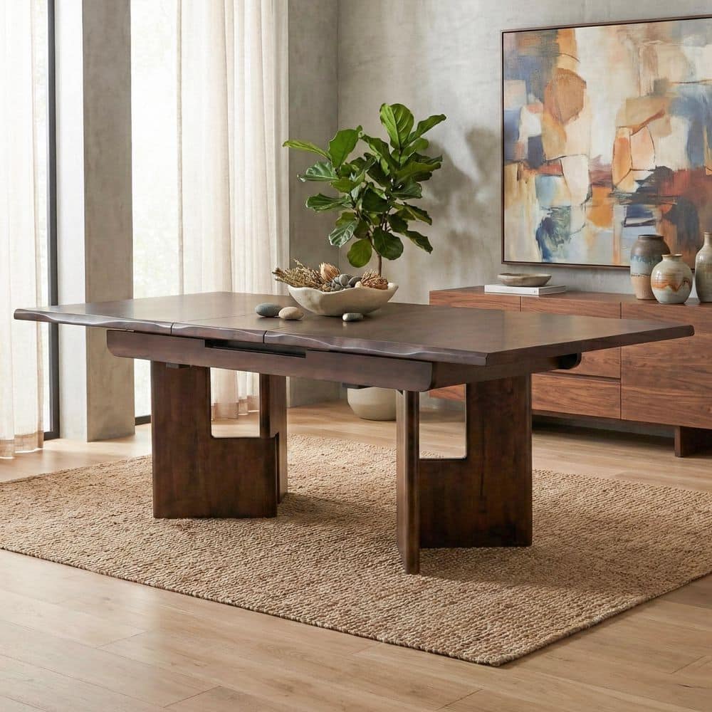 Furniture of America Shelun VIII Mid Century Rich Walnut Wood Live Edge ...