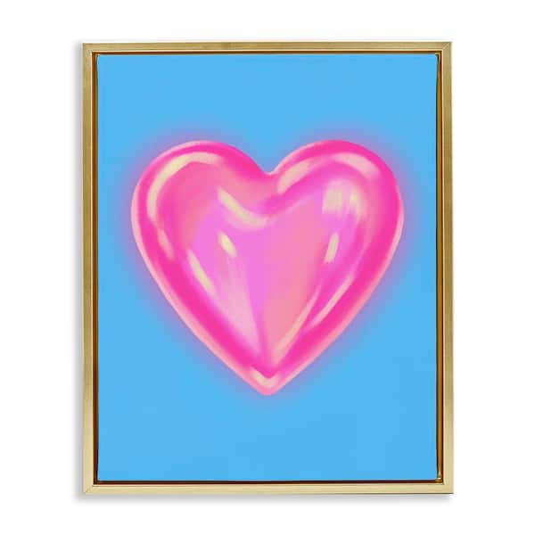 Stupell Industries Watercolor Sculptural Heart by House of Lulu Gold Floater Frame Abstract Graphic Art Print 31 in. x 25 in.