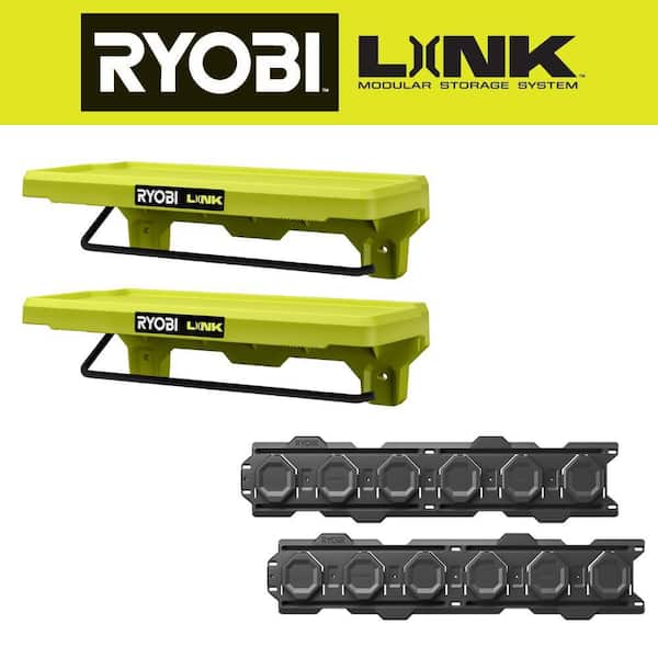 RYOBI LINK Cleaning Shelf (2-Pack) with Wall Rail (2-Pack)