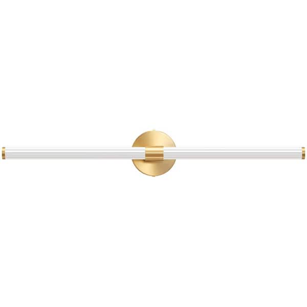 Deyidn 48.9 in. 2-Light Gold LED Vanity Light w/ 25-Watt 3600K Warm Light Bathroom Vanity Light Dimmable LED 360° Full Lighting