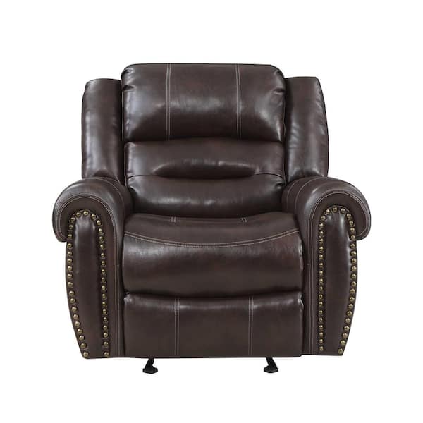 EVERGLADE HOME Dasha Brown Faux Leather Upholstery Reclining Chair