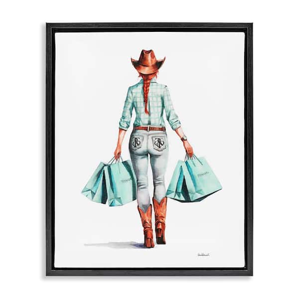 Stupell Industries Trendy Country Cowgirl by Amanda Greenwood Black Floater Frame People Graphic Art Print 31 in. x 25 in.