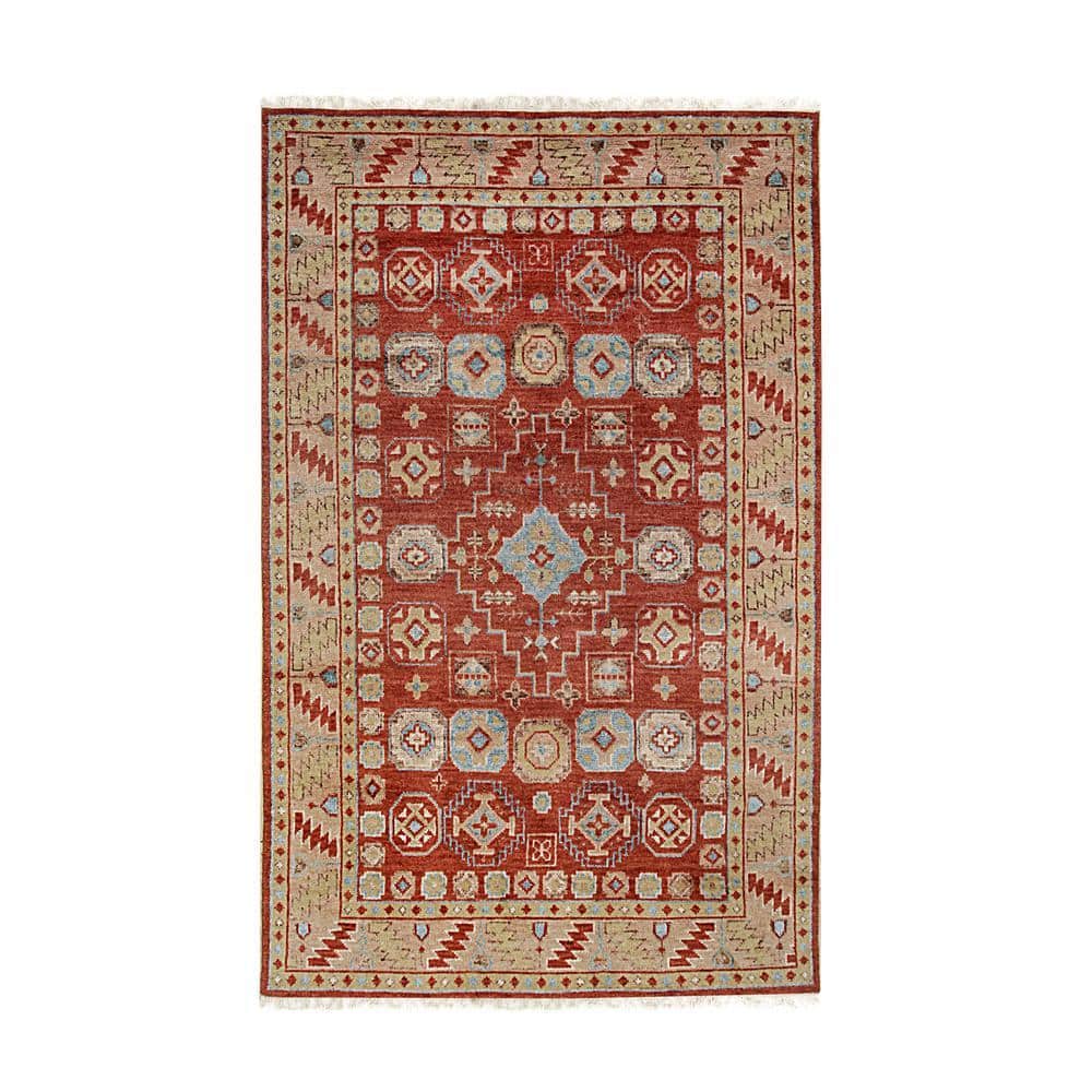 EORC Rust 9 ft. x 12 ft. Hand-Knotted Wool Classic Timeless Rug Area ...