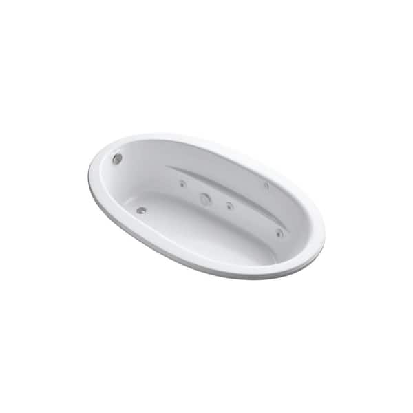 KOHLER Sunward 72 in. Oval Drop-in Whirlpool Bathtub in White