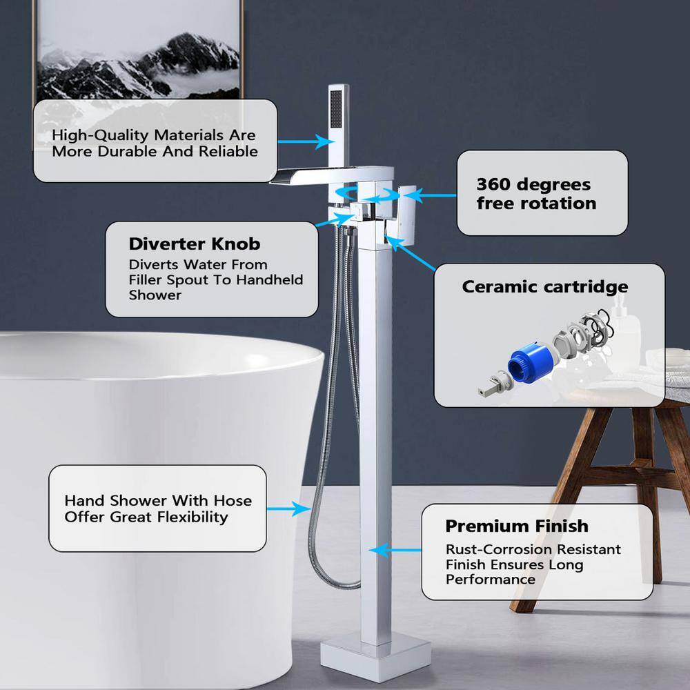 1 Handle Bathroom Freestanding Tub Filler with Diverter