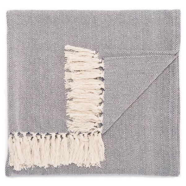 Jaipur Living Carsten Blue/ Cream Chevron Throw BRR100011 The Home Depot