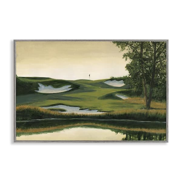 Golf Course Terrain by Michael Willett 1-Piece Gray Framed Nature Giclee Art Print 20 in. x 30 in.