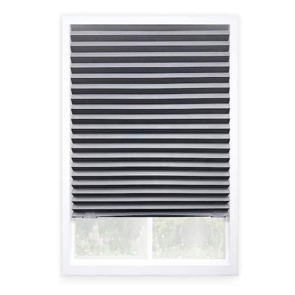 Perfect Lift Window Treatment 4-Pack No Tool Blackout Polyester Fabric Pleated Shade, Anchor Gray, 36 in. W x 72 in. L