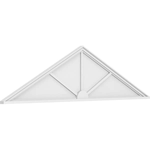 Ekena Millwork 2 in. x 84 in. x 22 in. (Pitch 6/12) Peaked Cap 3-Spoke Architectural Grade PVC Pediment Moulding