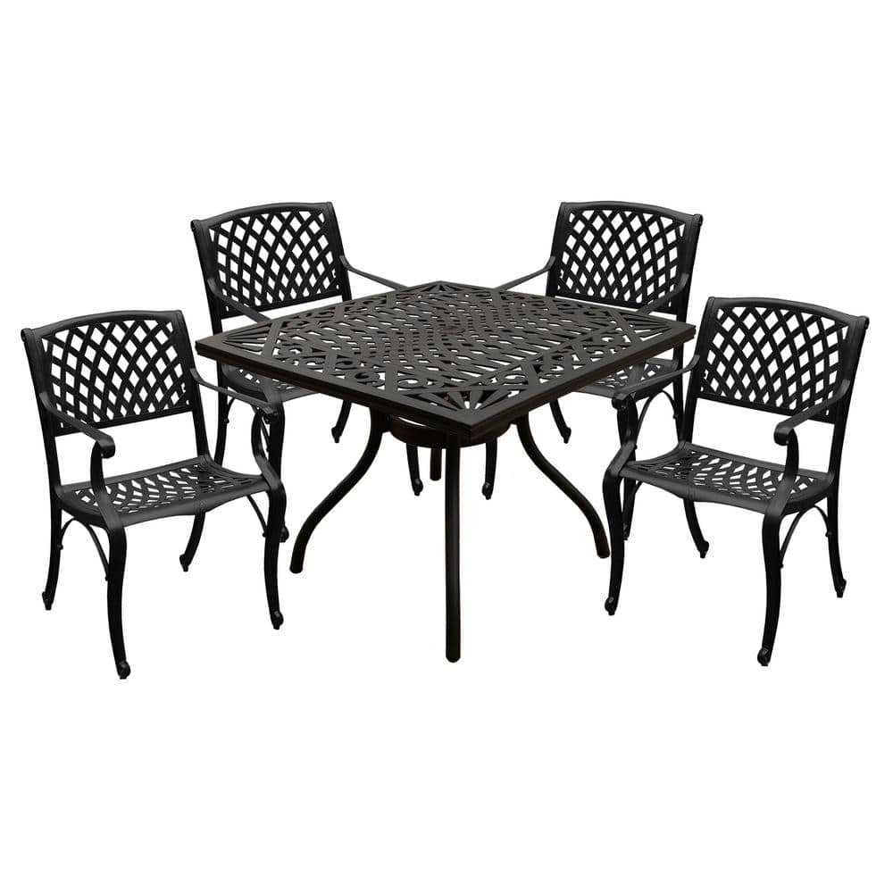 Oakland Living Black 5Piece Square Aluminum Mesh Outdoor Dining Set