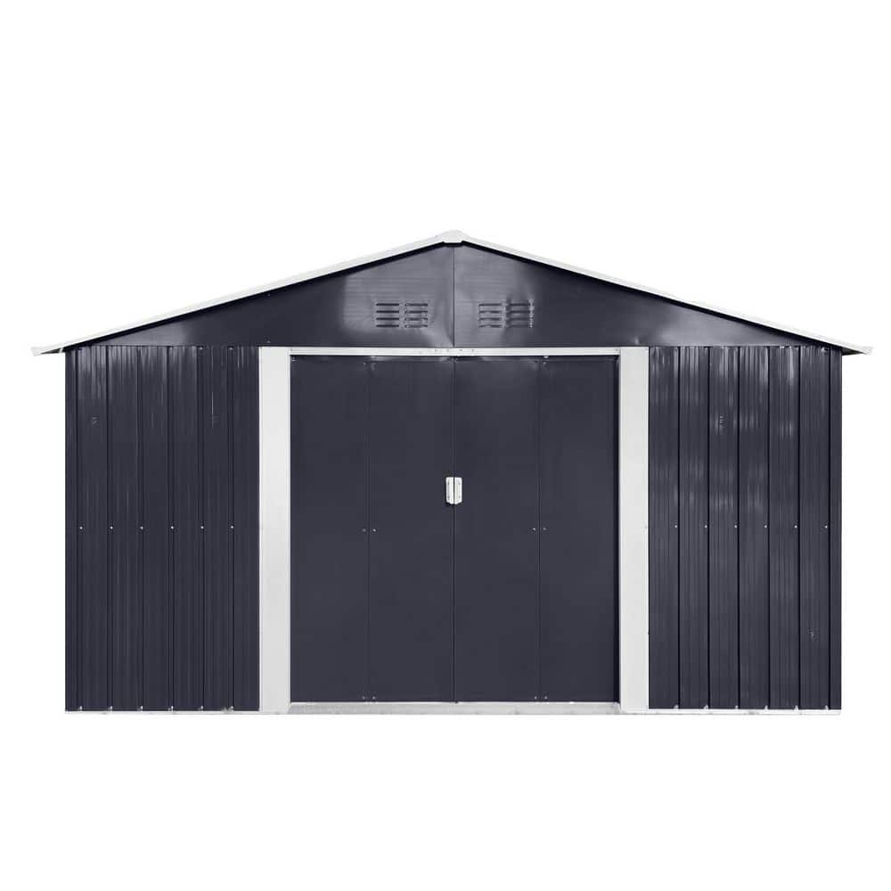 Zeus & Ruta 11.2 ft. W x 10.6 ft. D Coal Grey Metal Outdoor