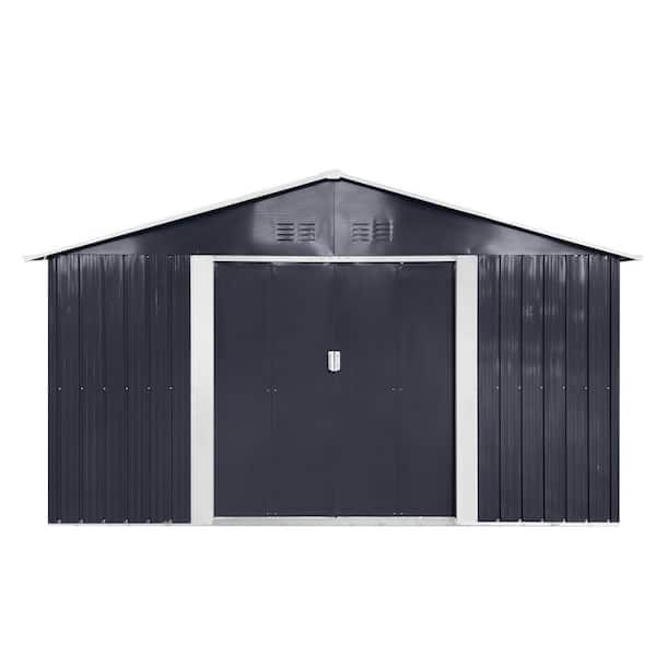 11.2 ft. W x 10.6 ft. D Coal Grey Metal Outdoor Storage Shed with window for Garden (110 sq. ft. )