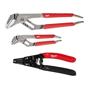 6 in. and 10 in. Straight-Jaw Pliers Set with 20-32 AWG Low Voltage Dipped Grip Wire Stripper and Cutter (3-Piece)