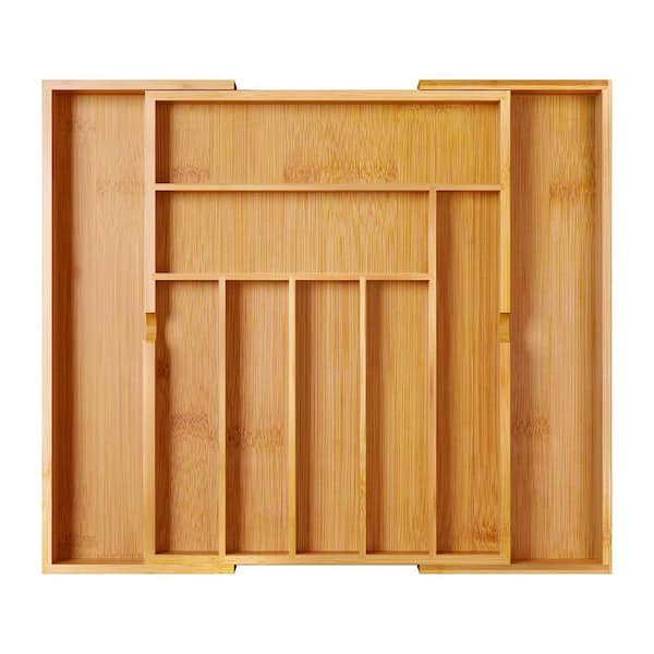 10-Knife Expandable bamboo in-drawer organizer tray for cutlery, flatware, utensils, kitchen and bathroom storage