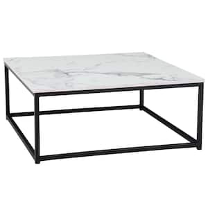 31 .5" White Square MDF Top Coffee Table with Metal Base