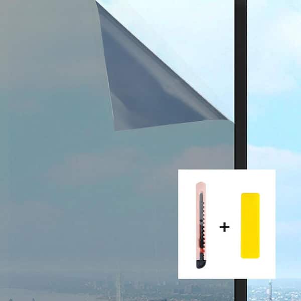 35.43 in. W x 196.85 in. L 1-Way Daytime Privacy Window Film, Sun Blocking Glare Reduction, Tinted Window Film