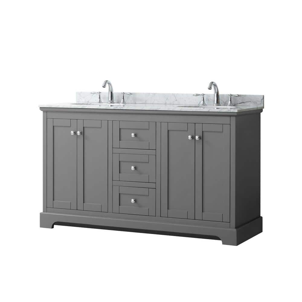 Avery 60" Dark Gray Double Bathroom Vanity with Marble Top